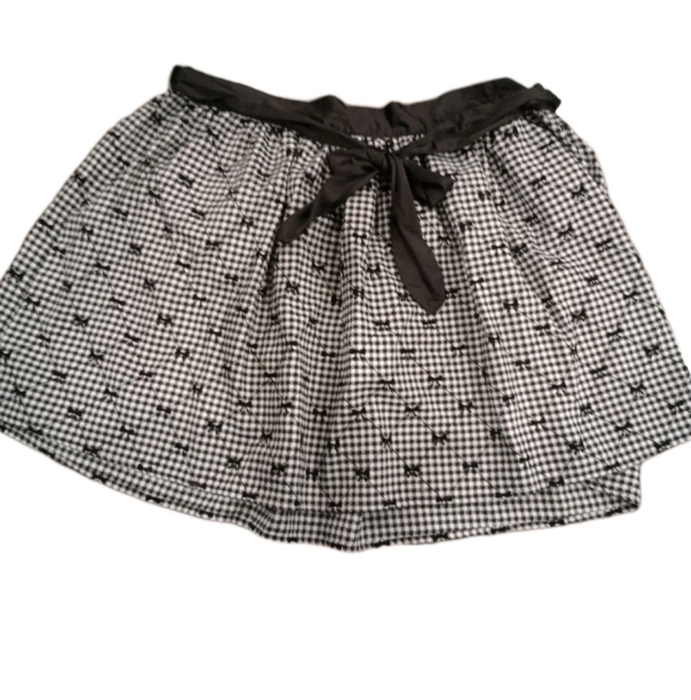 Unique Vintage Black and White Bow Print Full Skirt Size 3x(20)